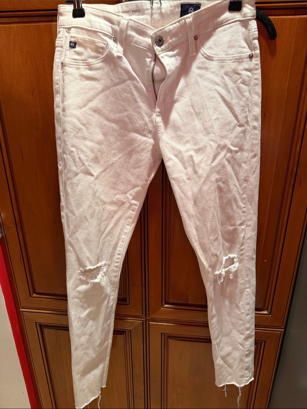 Ag Adriano Goldschmied White Distressed Skinny Jeans